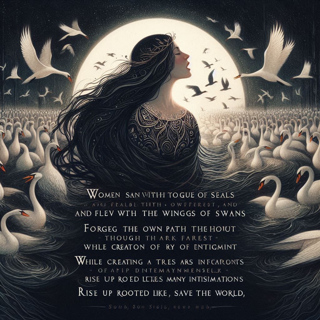 Women with iridescent, seal-like voices and majestic swan wings