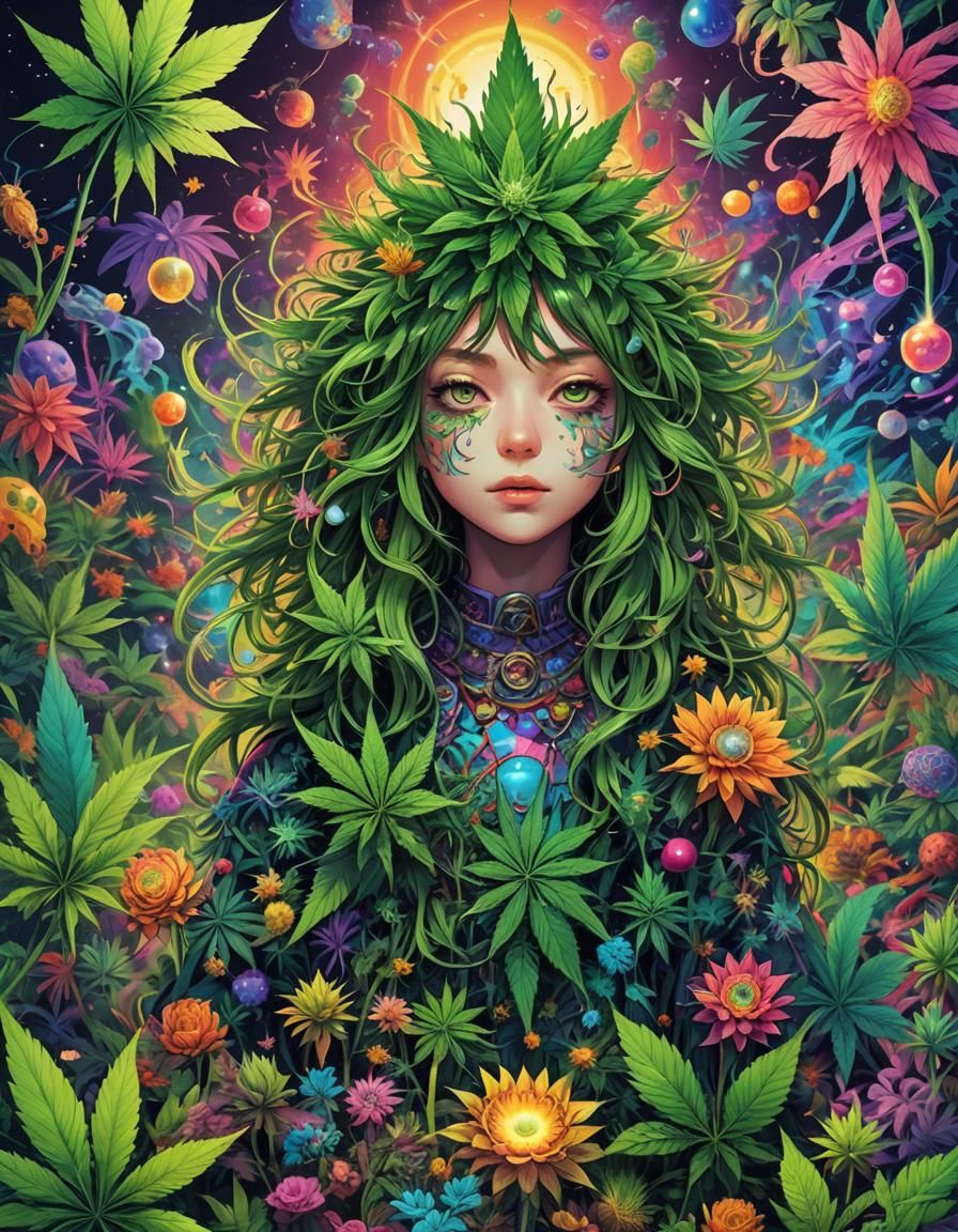 MARIJUANA sphicadelic poster with trippy designs