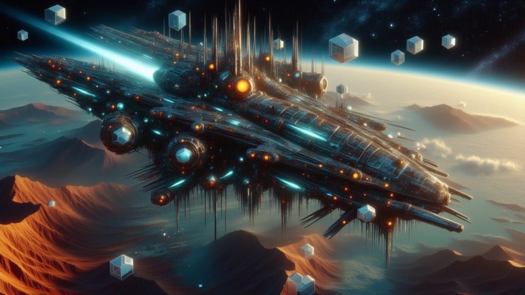 a giant star ship <lora:Crystal Rust V1:1.3>