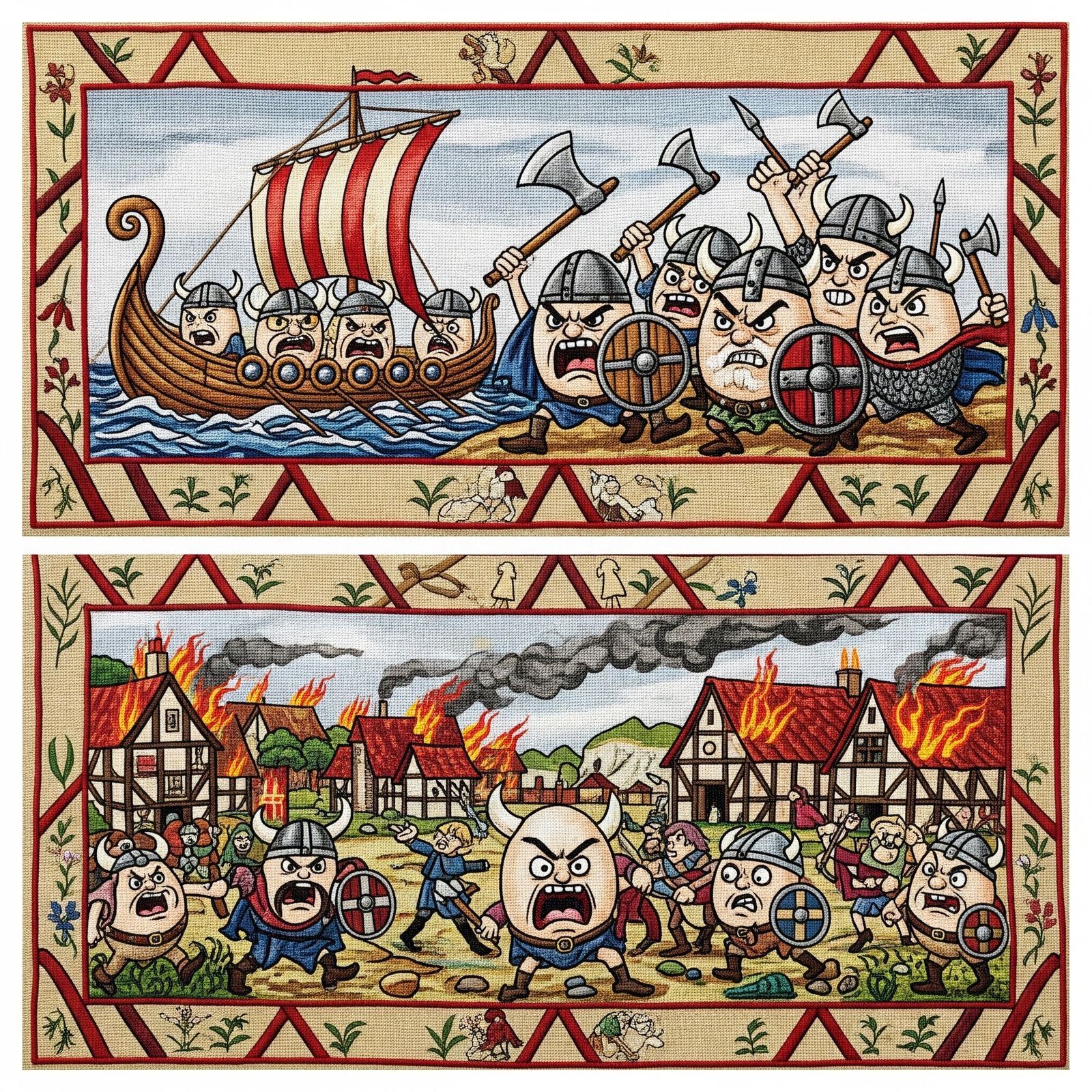 Angry Eggs Viking Tapestry