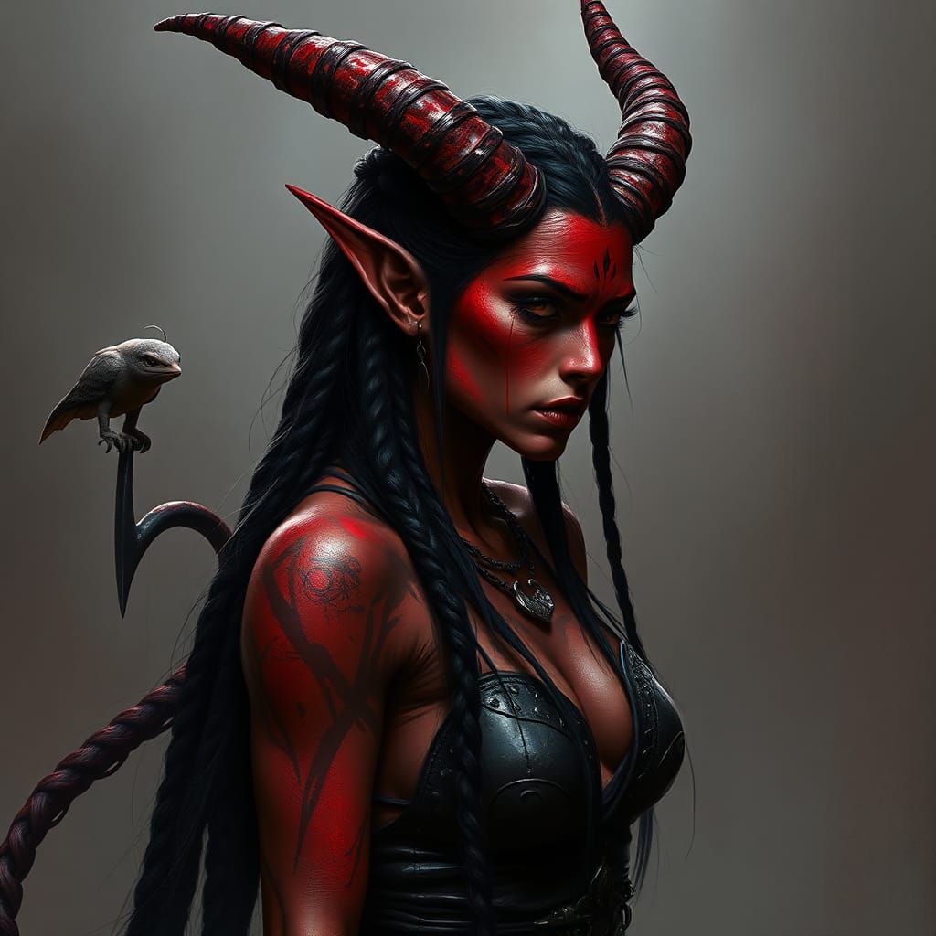 a Tiefling and her Familiar