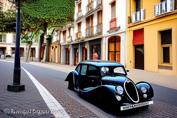 in biarritz in the evening a classic black citroën traction ...