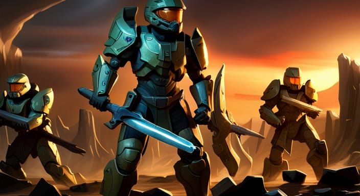 Master-Chief uses a Claymore to Fight a Army of Knights all ...