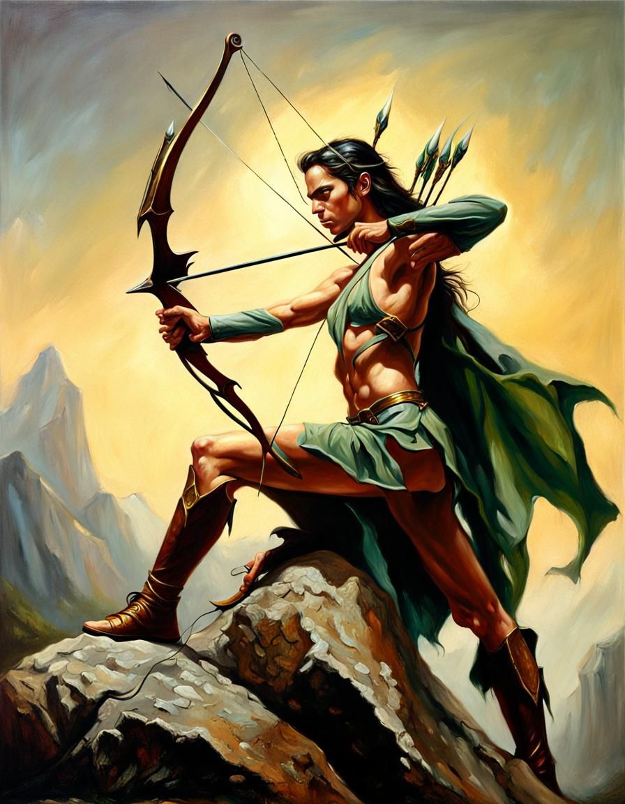 Elven archer on rock
