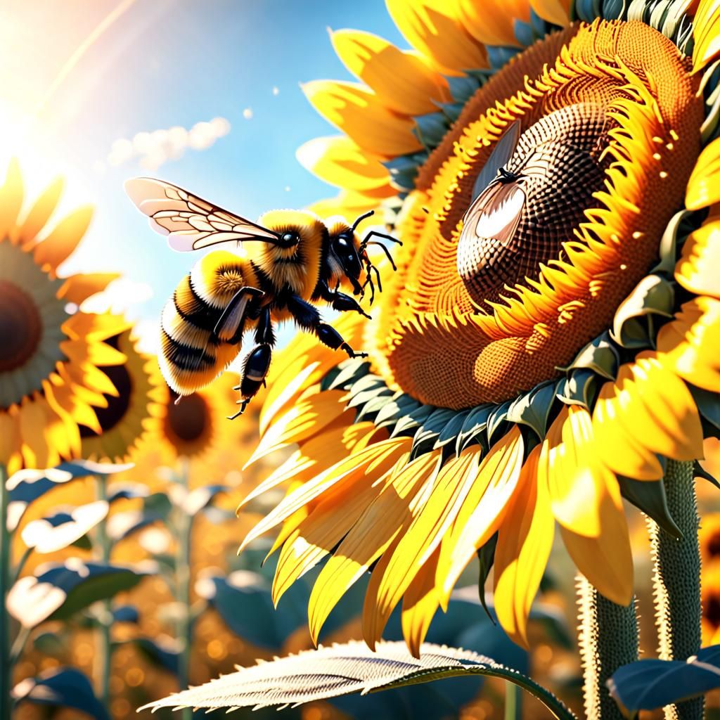 A Bee on a Sunflower  by @Alex Sumner