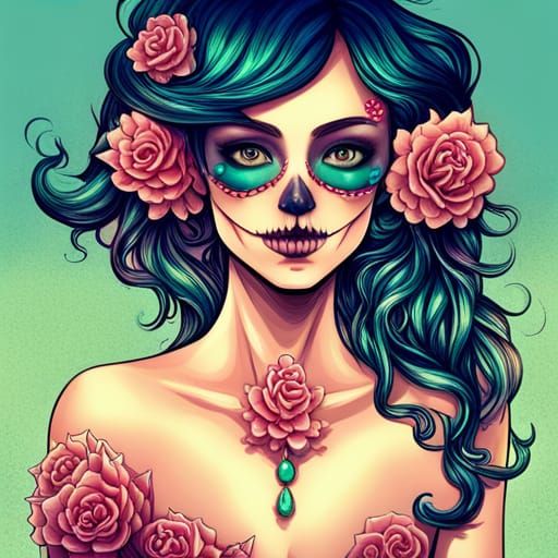 Sugar Skull mermaids, popart, 4k, vibrant, stunning, #wow - AI ...