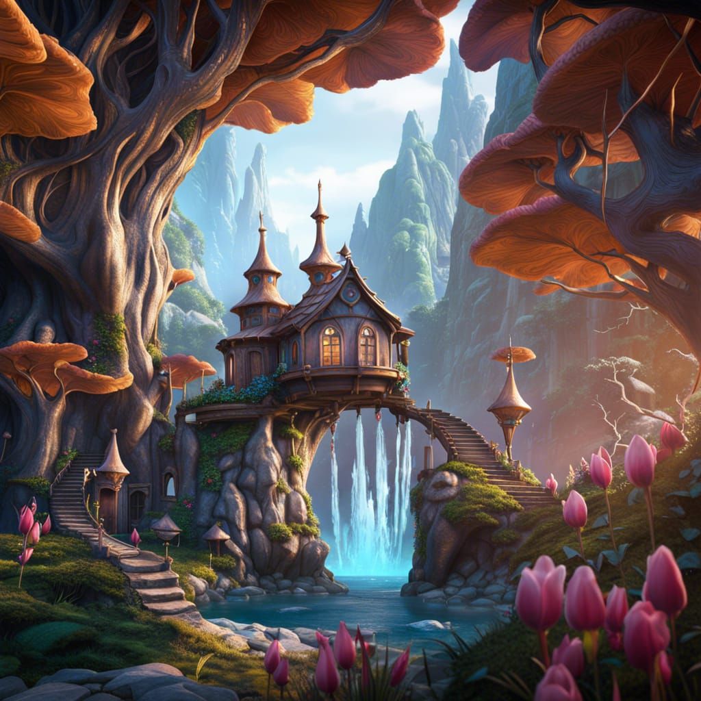 Fantasy fairy house - AI Generated Artwork - NightCafe Creator