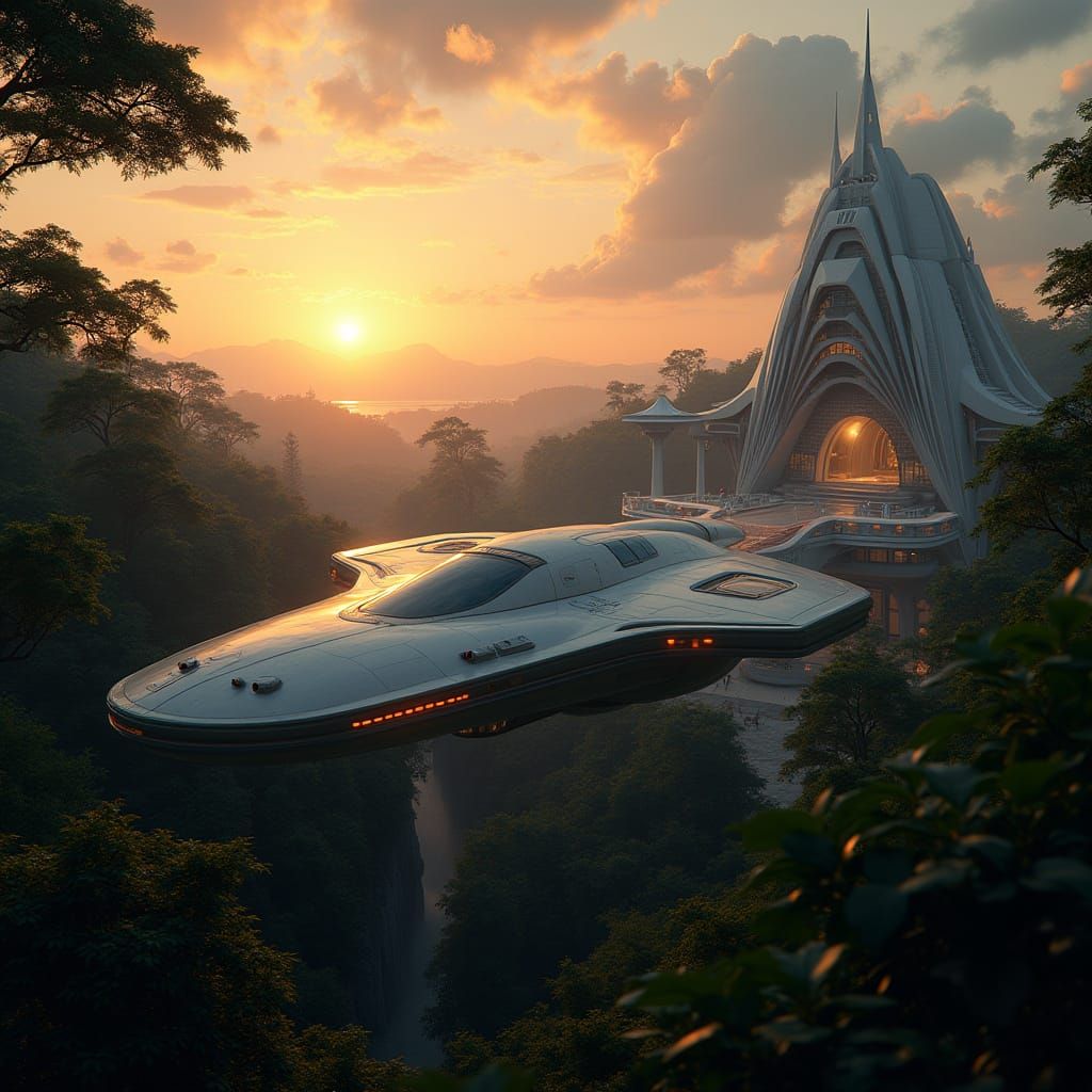 Early morning sunrise, a futuristic epic adventure,   by @AJ