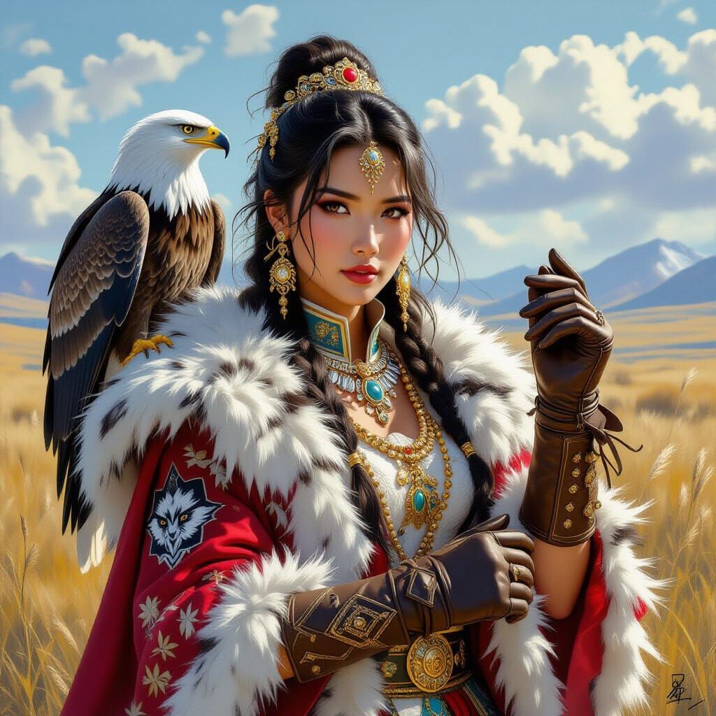 A dramatic portrait of a Mongolian princess   by @AGacanG