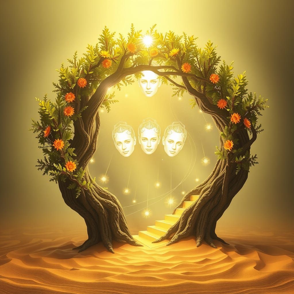 Luminous Portal to Inner Sanctum in Dreamlike Architecture