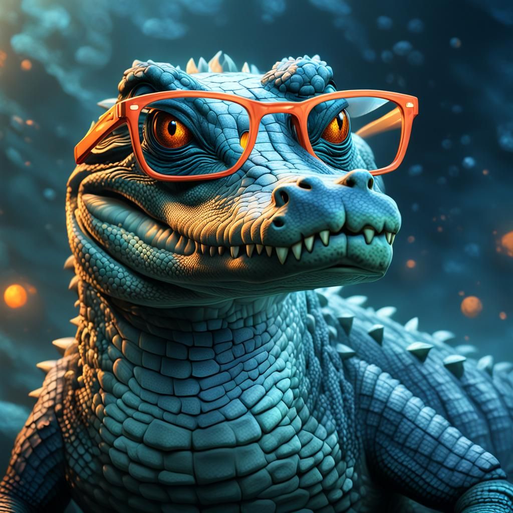 Crocodile with Glasses: Detailed Matte Painting