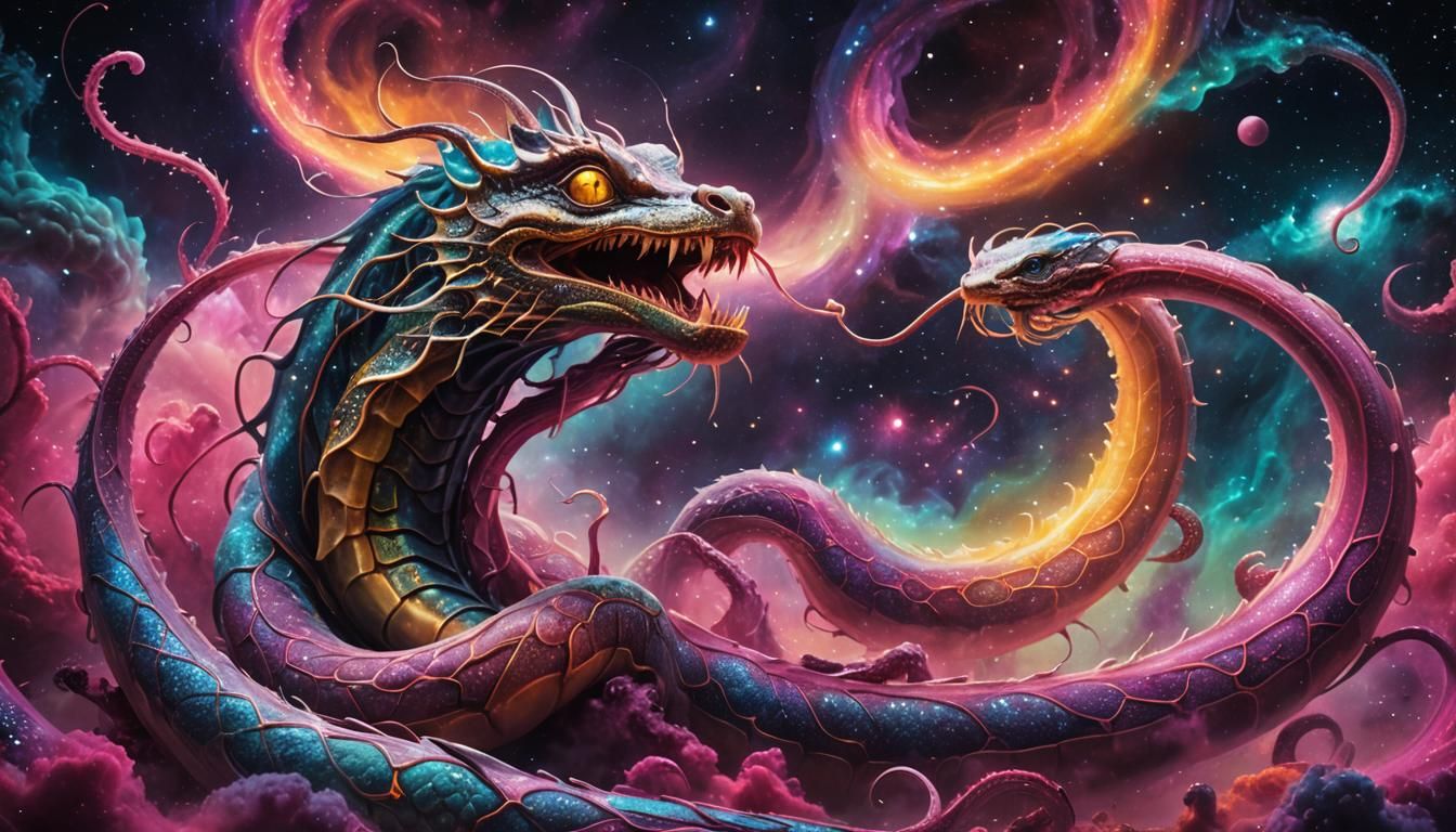 The Ouroboros: Reimagine the symbol of the ouroboros—a serpe...