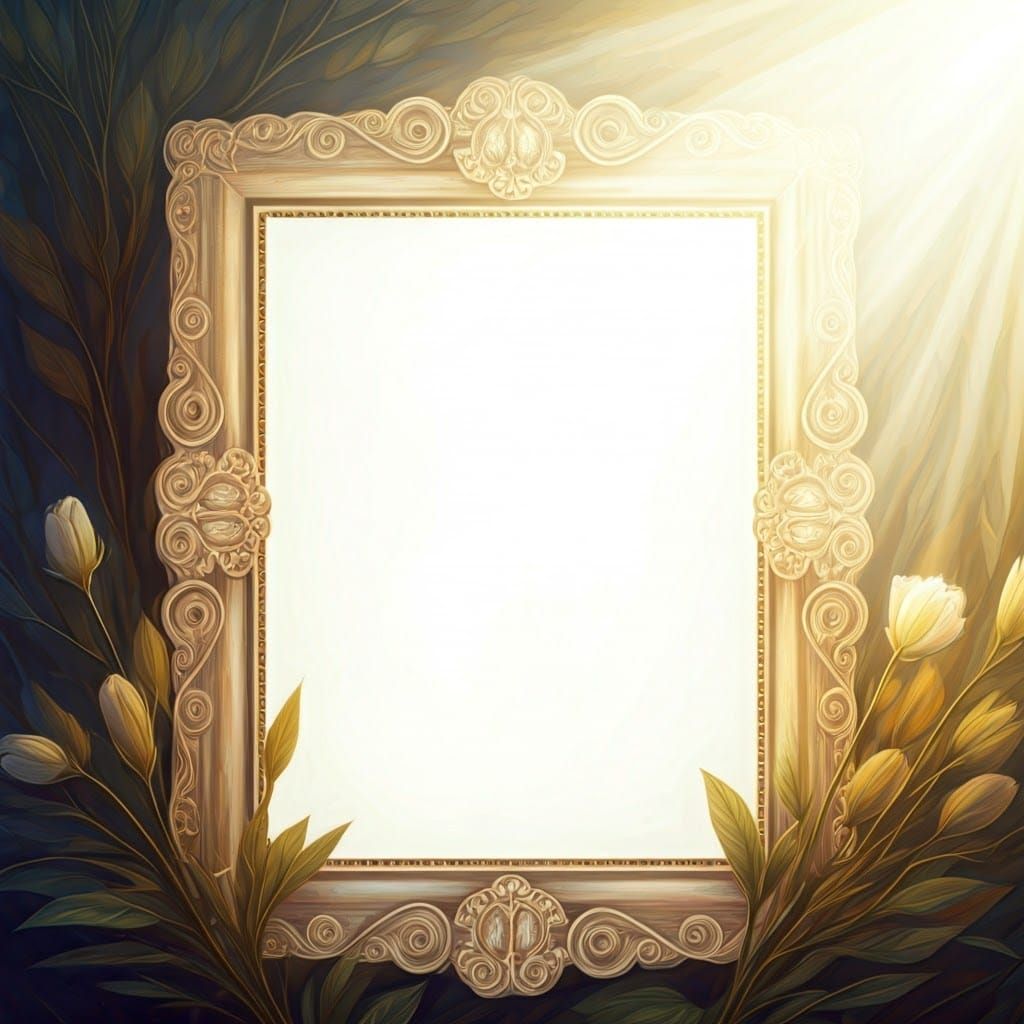 "A frame around the page, with the entire middle part inside the frame empty, a soft and pleasant light ...  by @AI