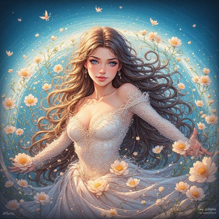 Portrait with flowers