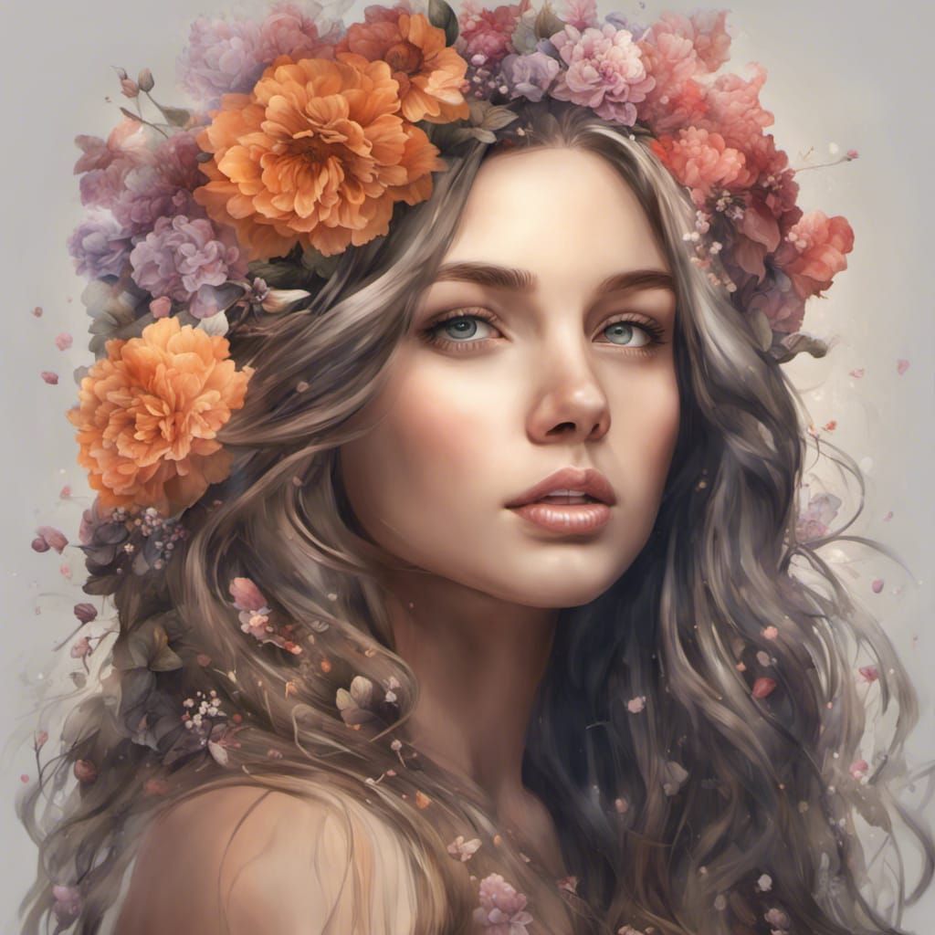 Flower Garland Lady - AI Generated Artwork - NightCafe Creator