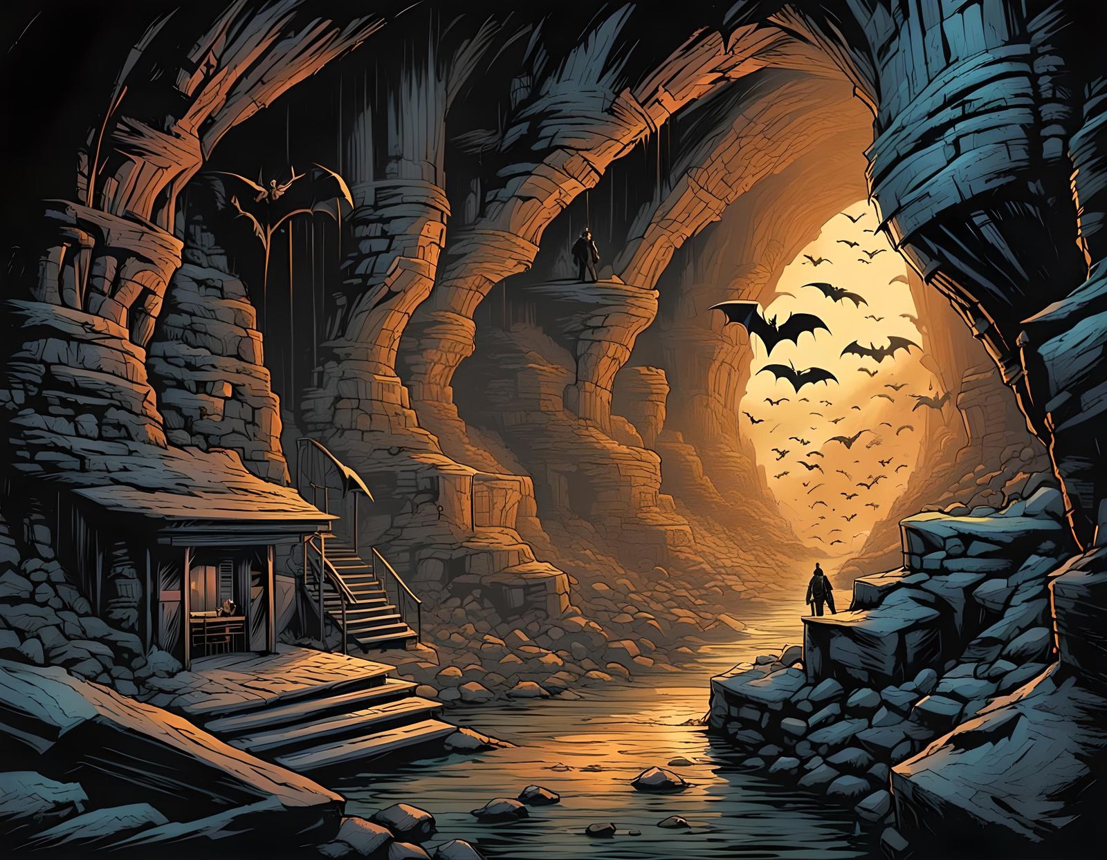 cavern full of bats - AI Generated Artwork - NightCafe Creator