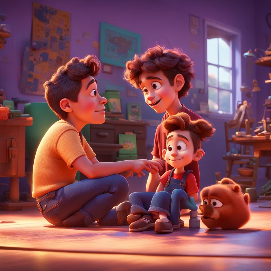 Dad hijo Pixar, Disney, concept art, 3d digital art, Maya 3D...
