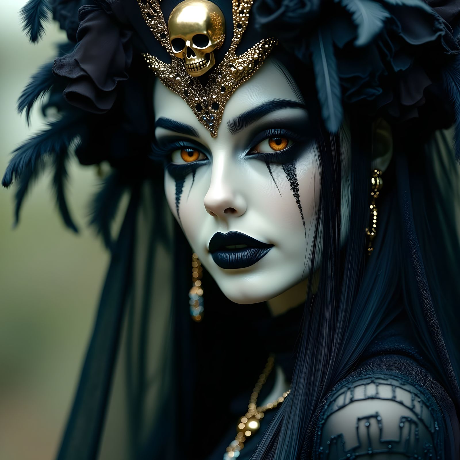 Voodoo Priestess Portrait in Hyperrealistic Style