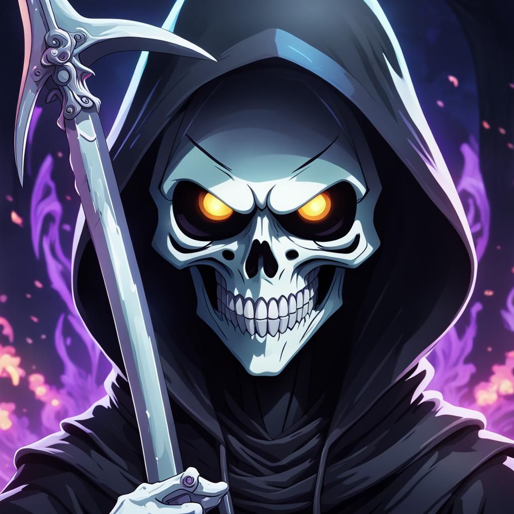 Kawaii Grim Reaper Gives a Thumbs Up: Anime Visual