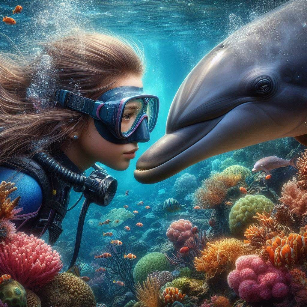 Diver and Dolphin