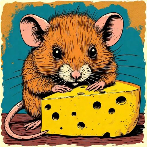 Shy Mouse with Cheese 2