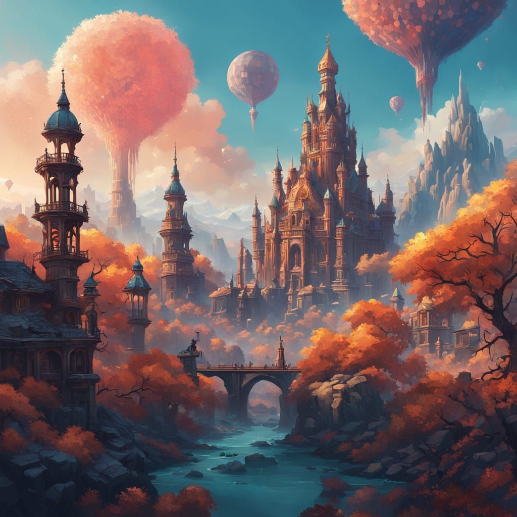 Ancient City of Crystal Wonders in Ethereal Light