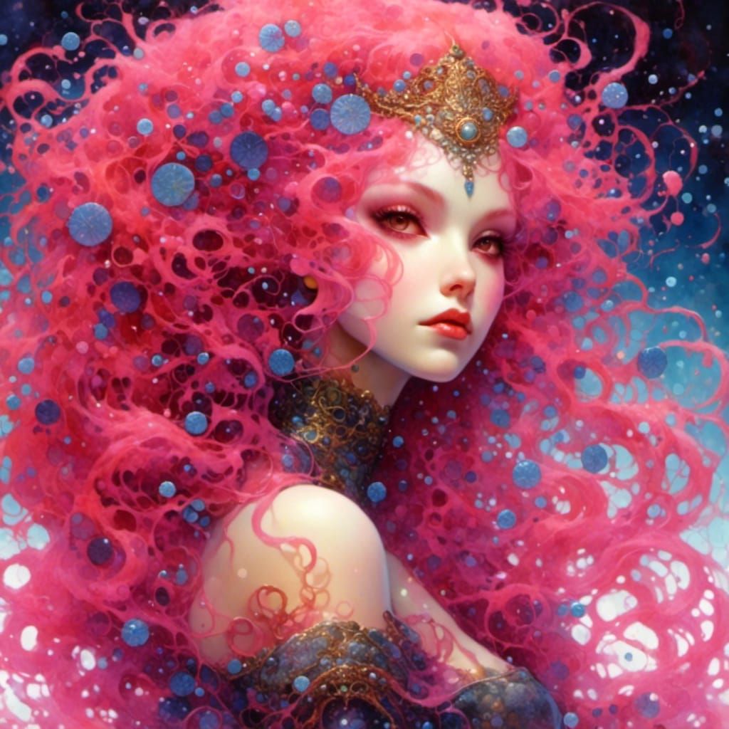 Chubby Goblin Girl in Pink Dress: Fantasy Art