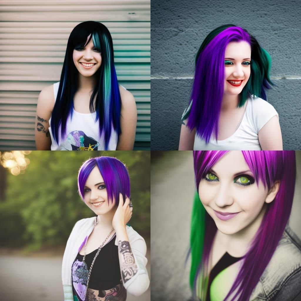 green hair cute smile