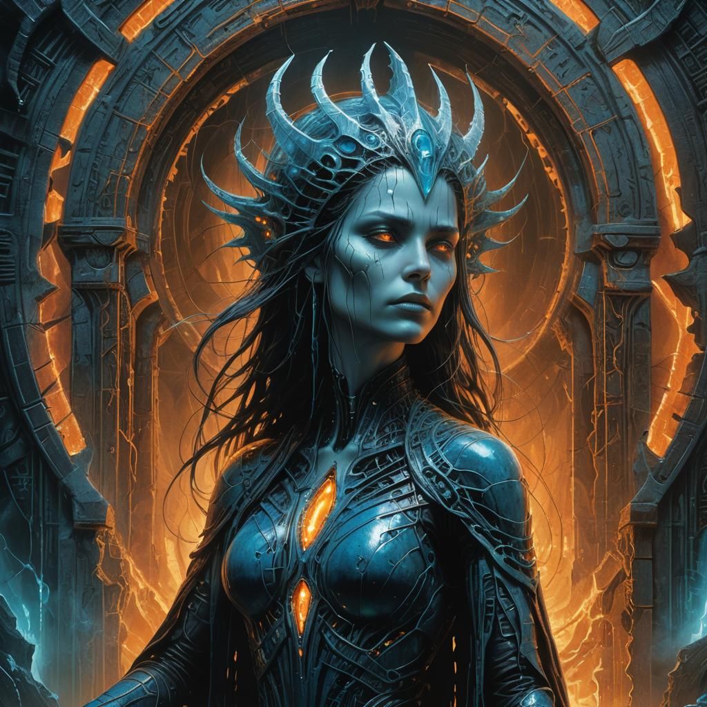 Sorceress and Magical Portal Fantasy Concept Art