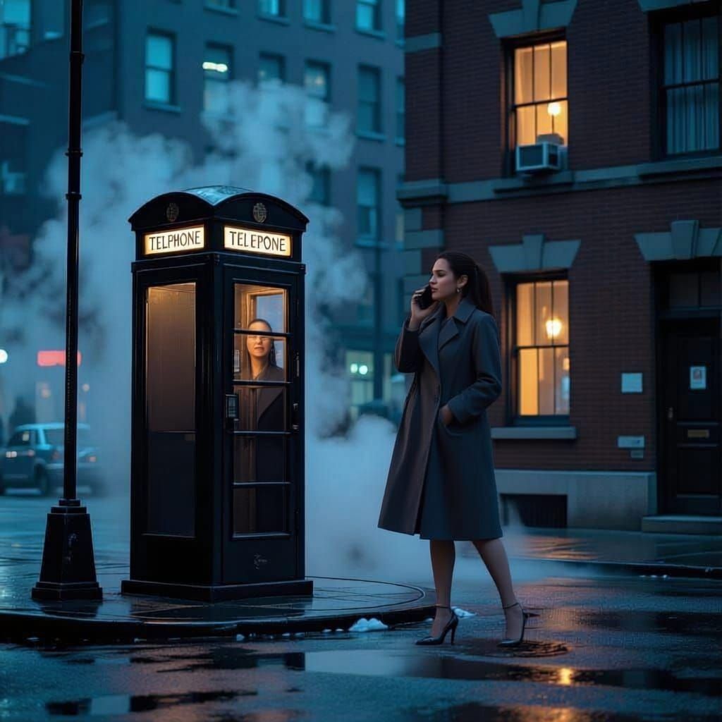 a telephone rings on a desolate NYC street