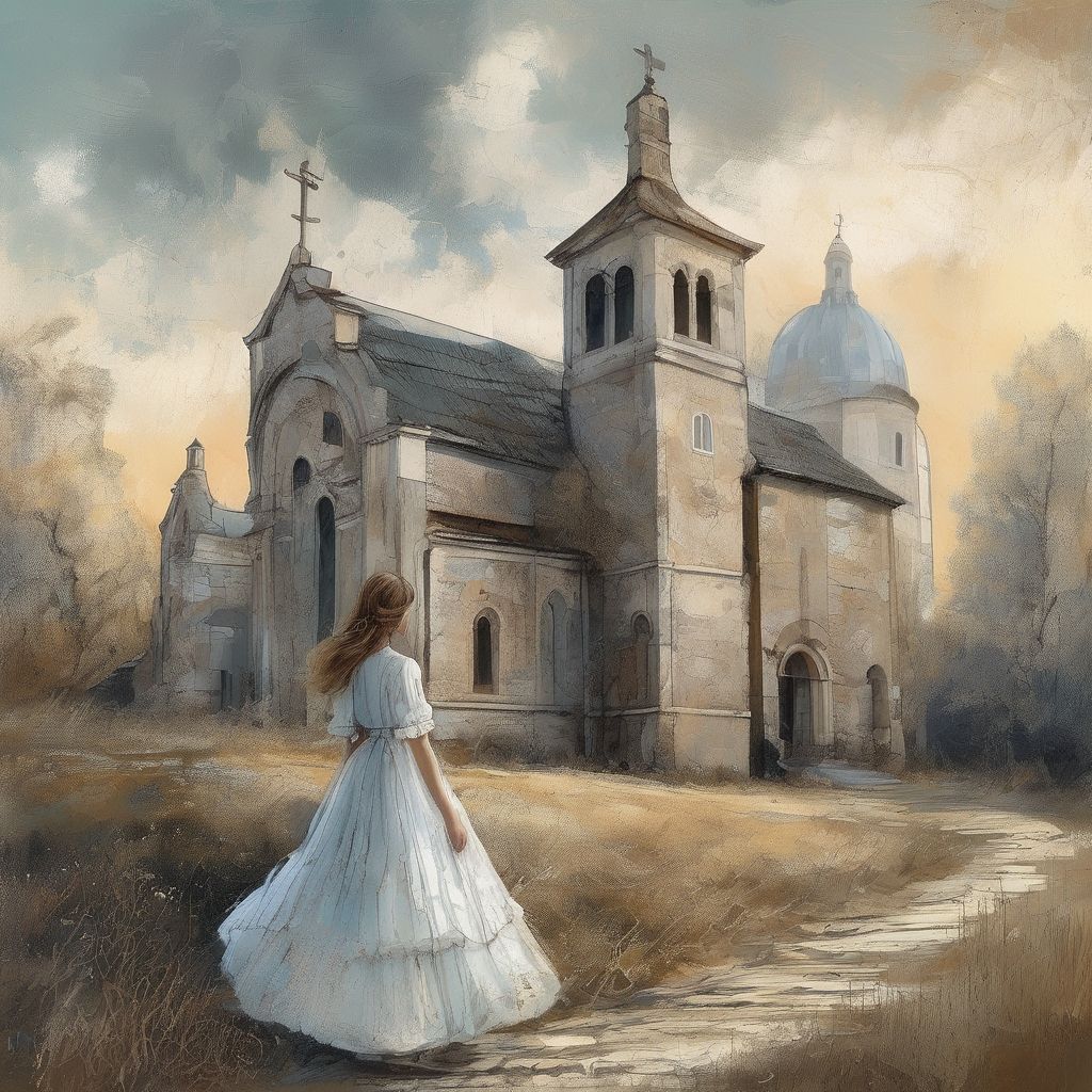 Girl near the church