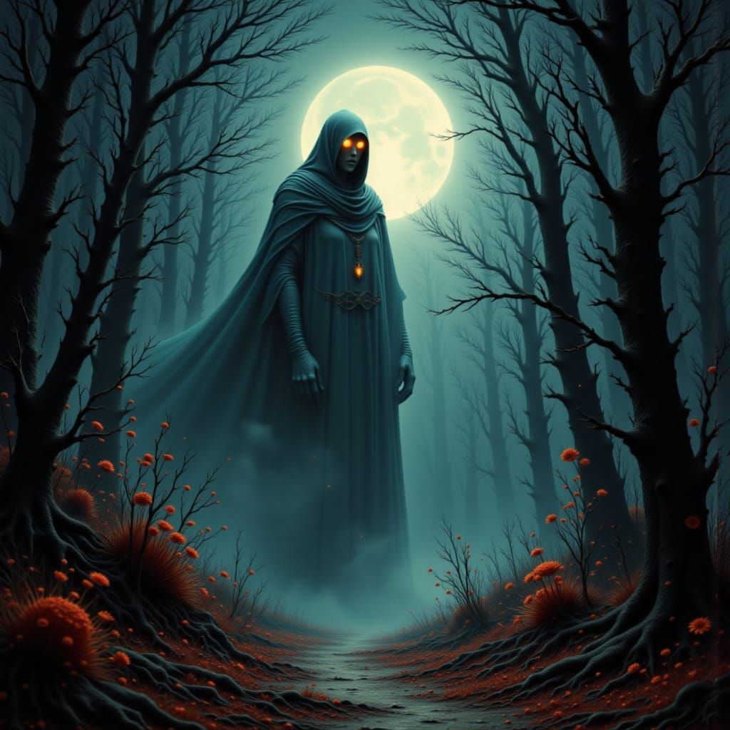 Dark Gothic Art in H.R. Giger and Tim Burton Style