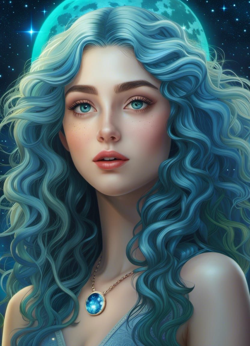 Beautiful moon girl - AI Generated Artwork - NightCafe Creator