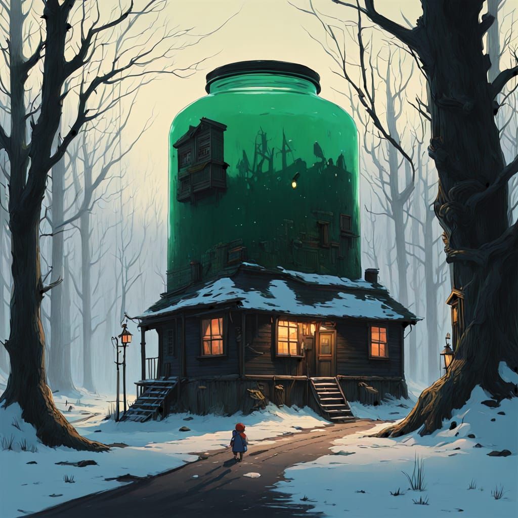 Whimsical Miniature Landscapes in an Antique Glass Jar