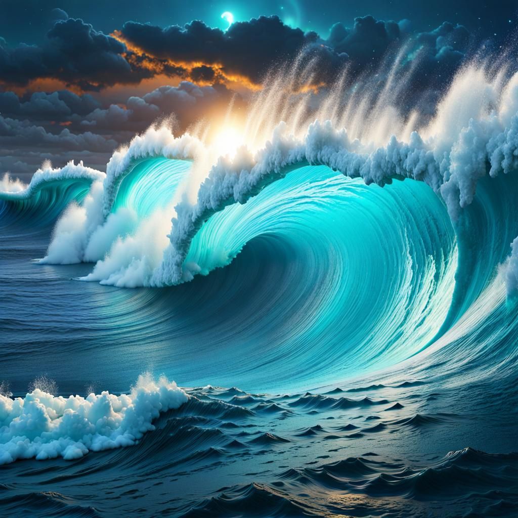 Giant ocean wave  by @Fungidelight