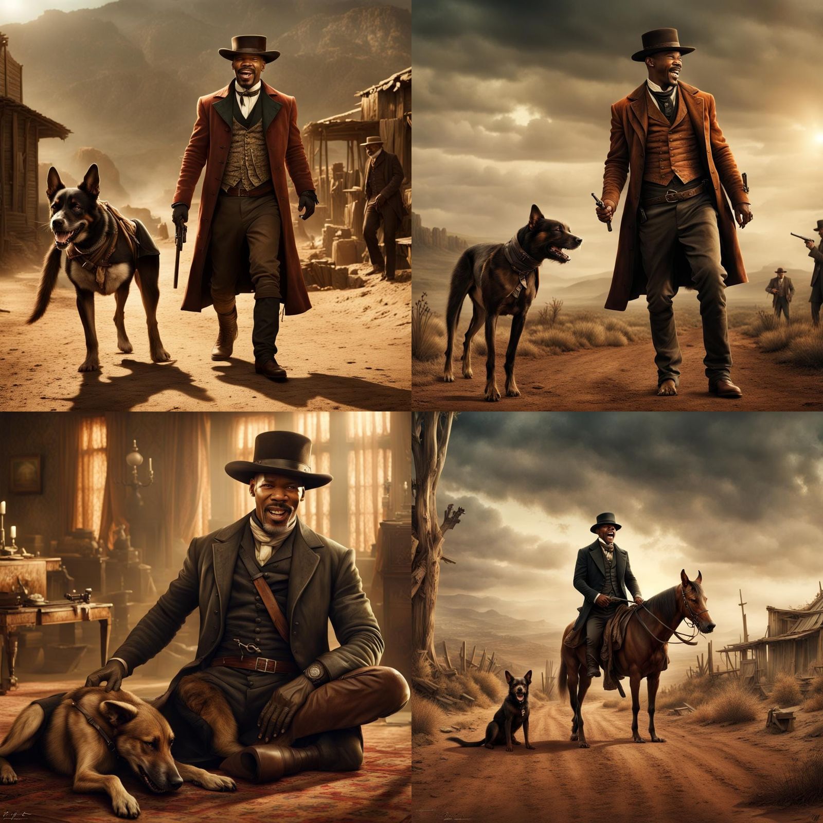 jamie foxx laughing in a Django costume