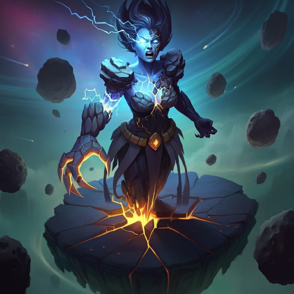 Cosmic asteroid storm goddess