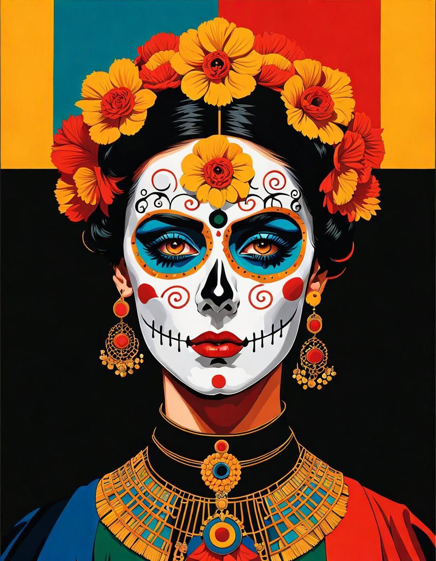 Mexican Dia de los Muertos make up Woman altarpiece by Egon ...