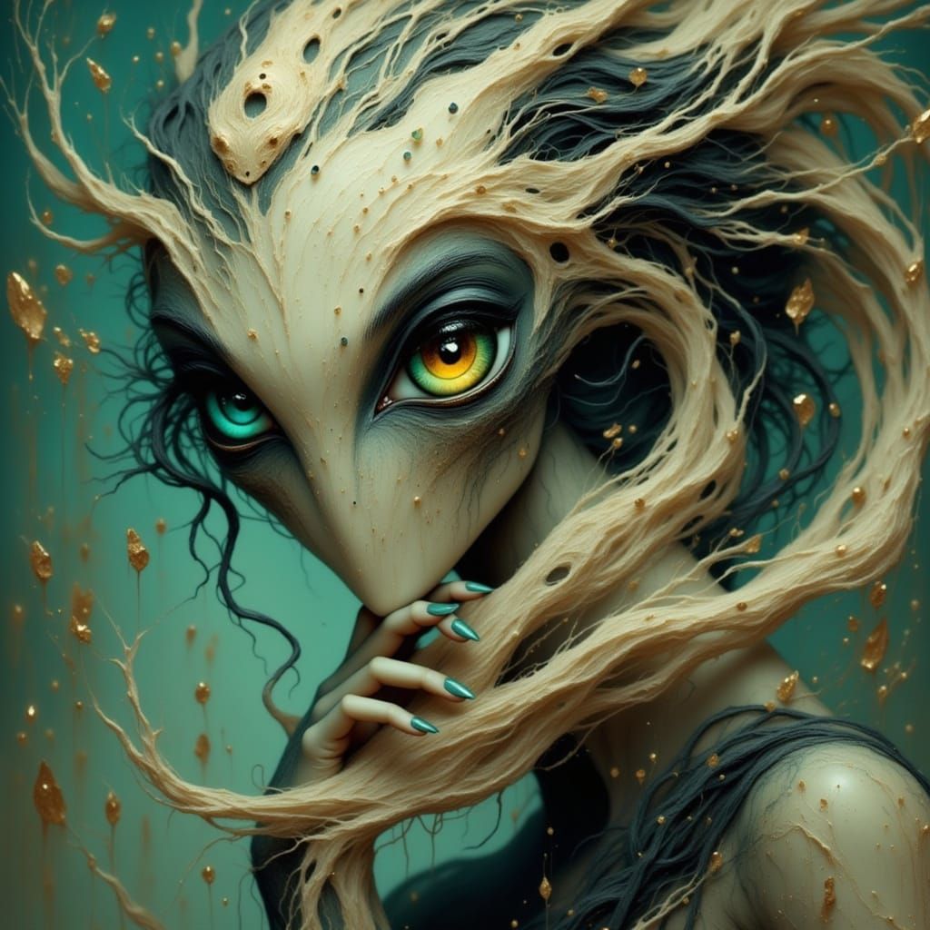Beautiful Alien Woman Portrait in Hyperreal Gothic Style