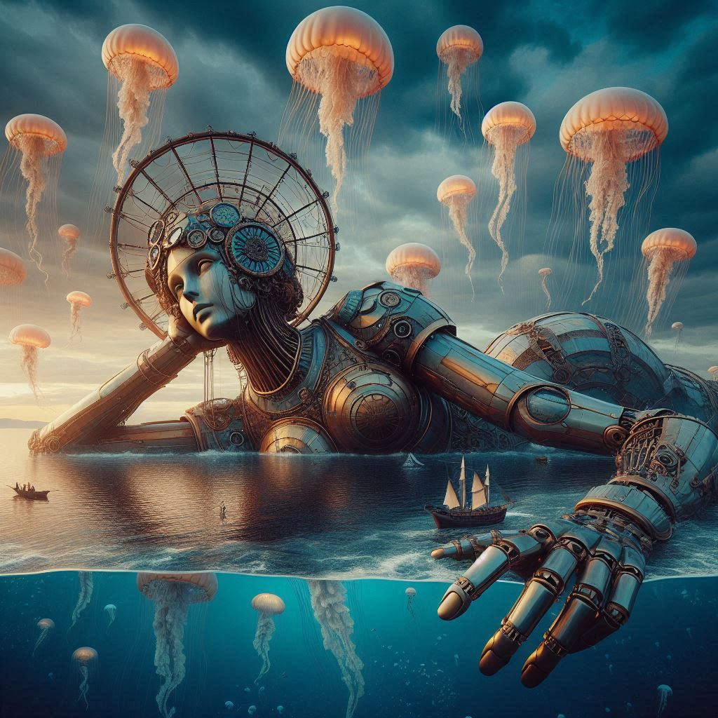 Marine steampunk statue