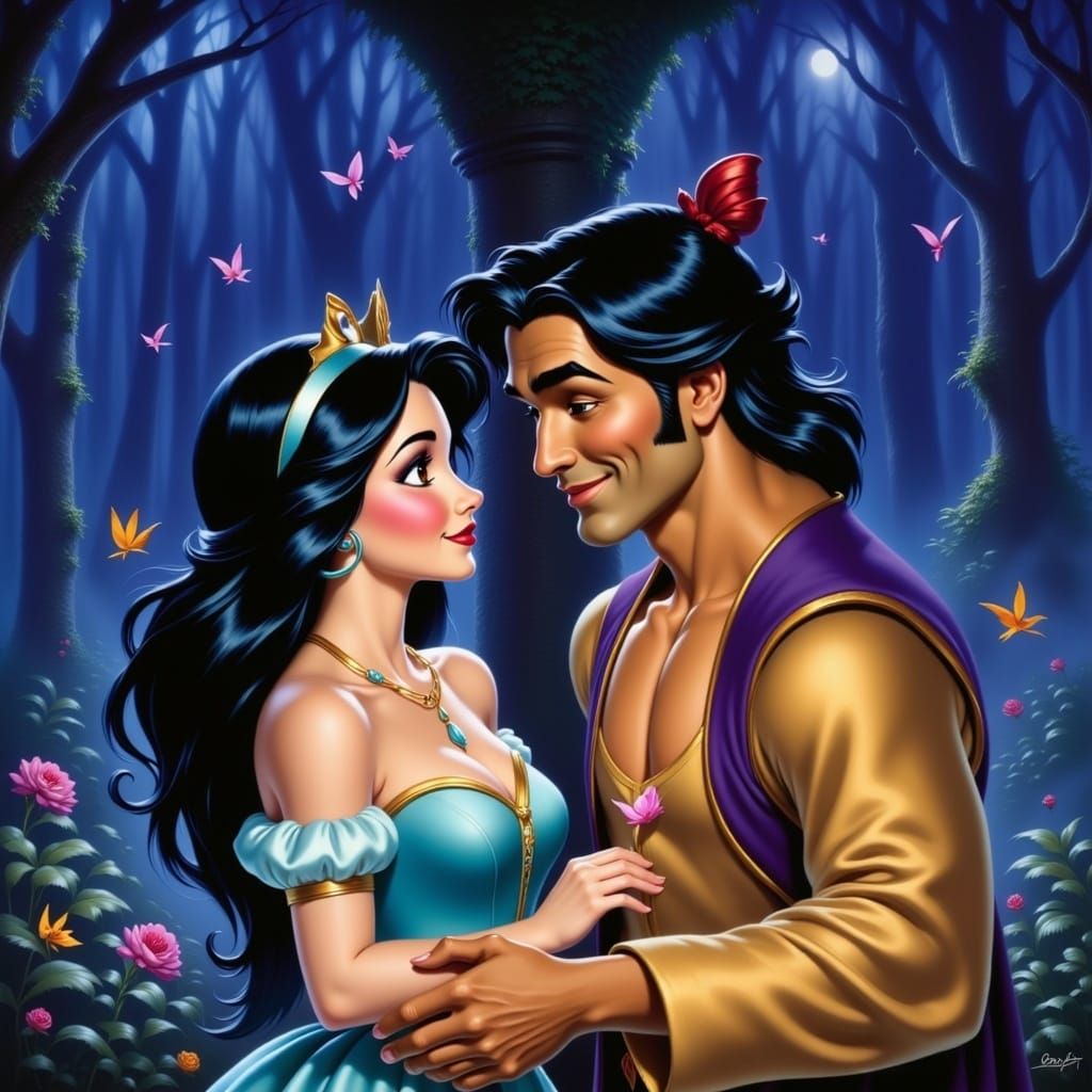 <lora:Disney Art Flux:1.0> Aladin and jasmim   