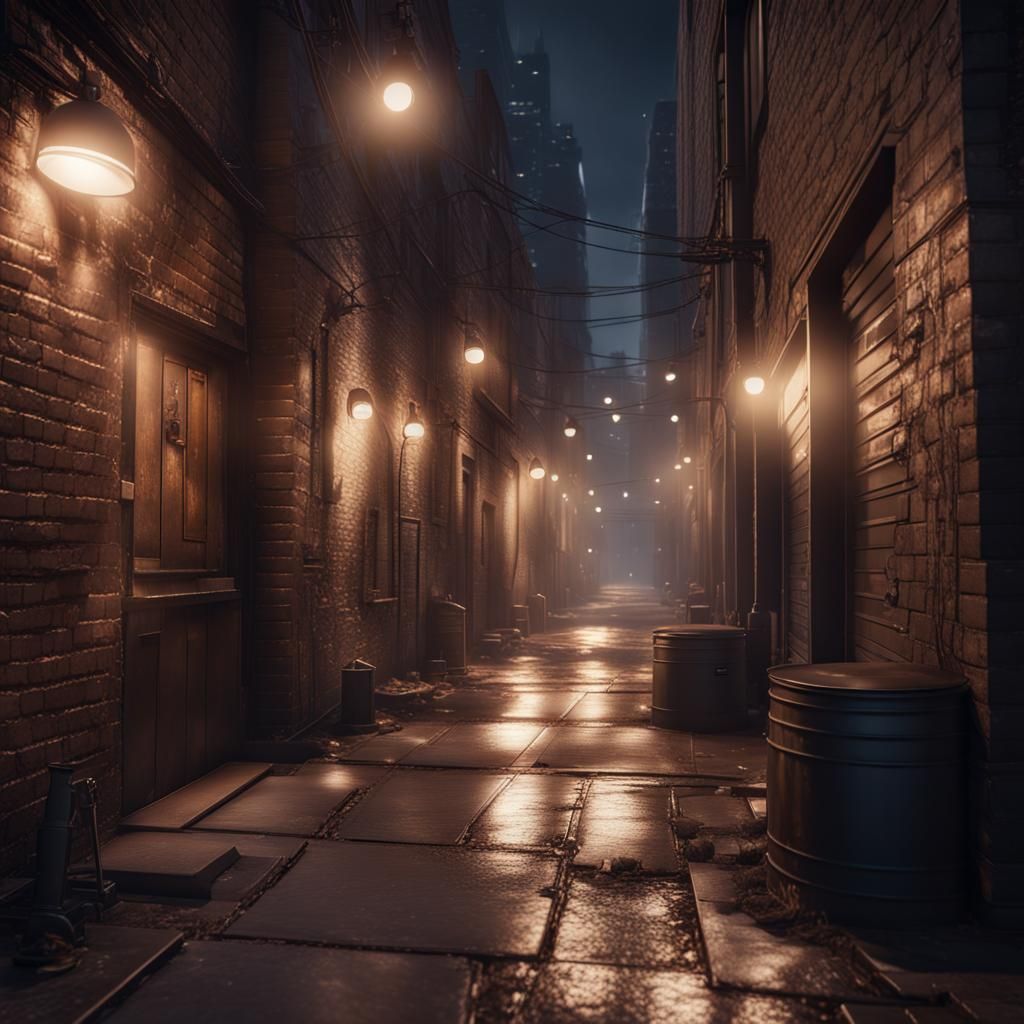 City alley at a night time