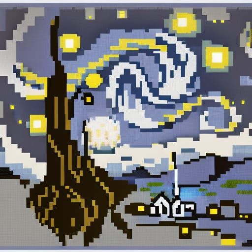 Starry night minimalist pixel art - AI Generated Artwork - NightCafe ...