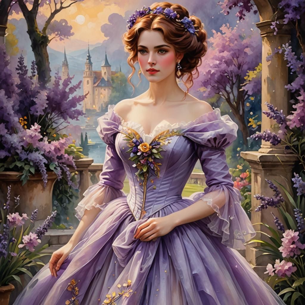 Classic lady in a lavender gown