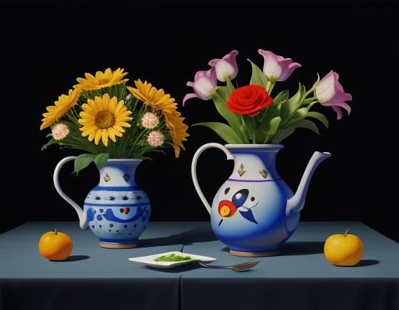 Still Life Flowers in style of Joan Miro - AI Generated Artwork ...