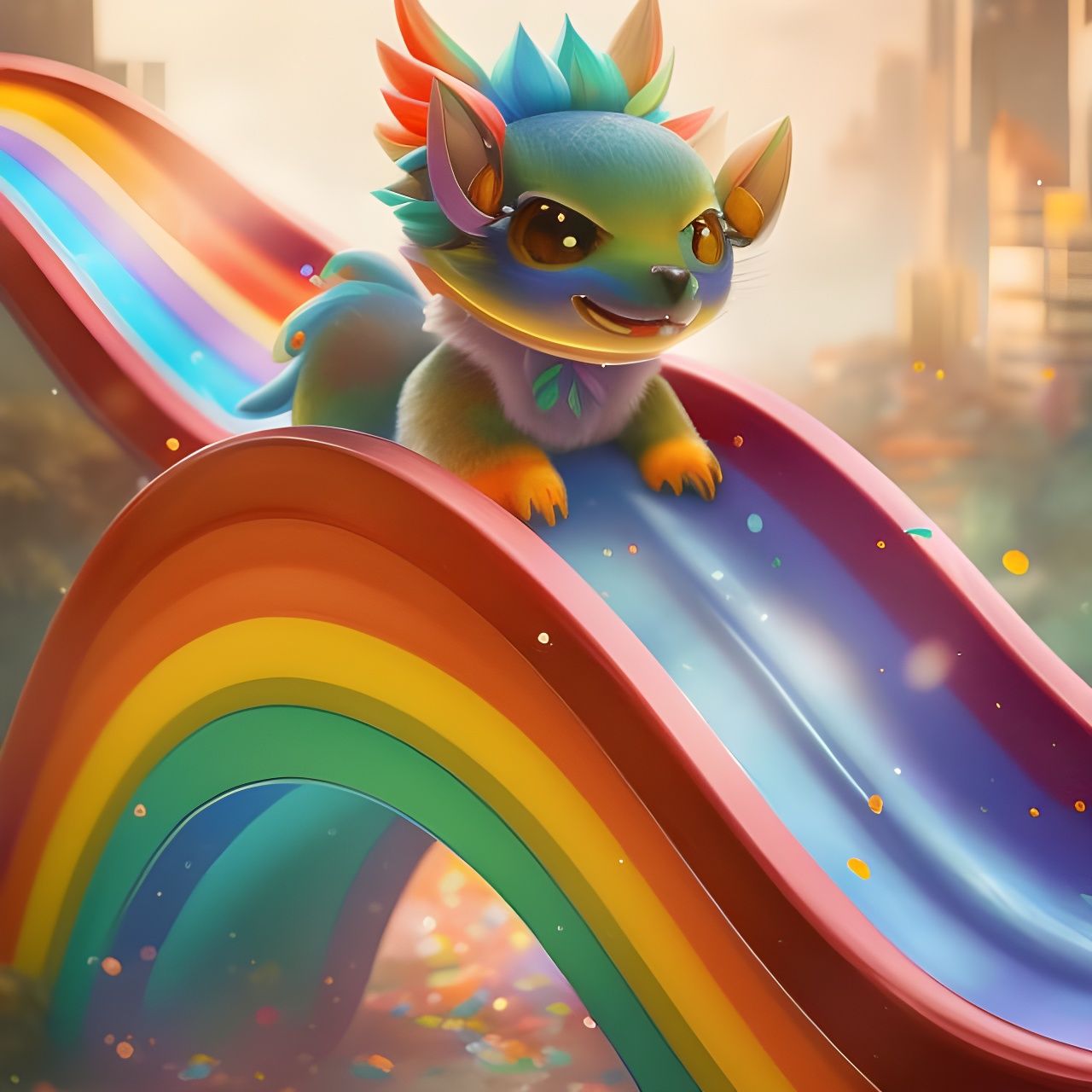 Sliding on a rainbow  by @Peppy Pixi