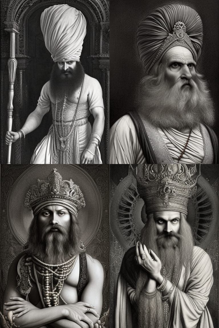 portrait of an angry old Hindu prince