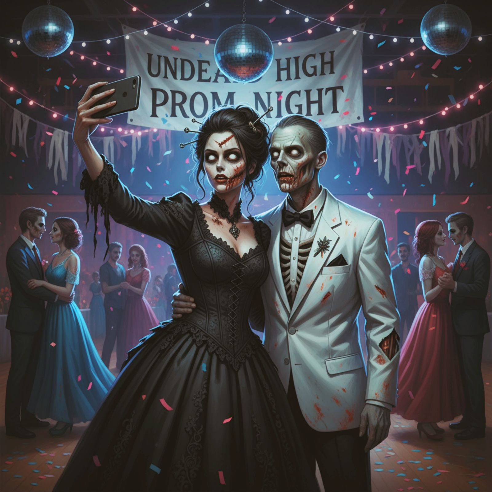 Zombie King and Queen at the Prom Night
