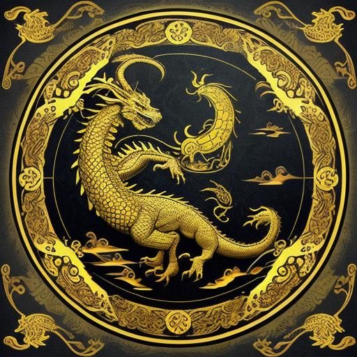 Woman with Dragon Tattoo Art on Yellow Wall