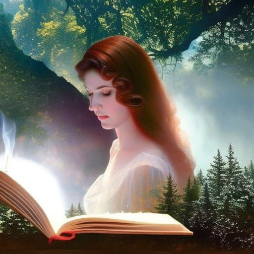 Woman is reading book